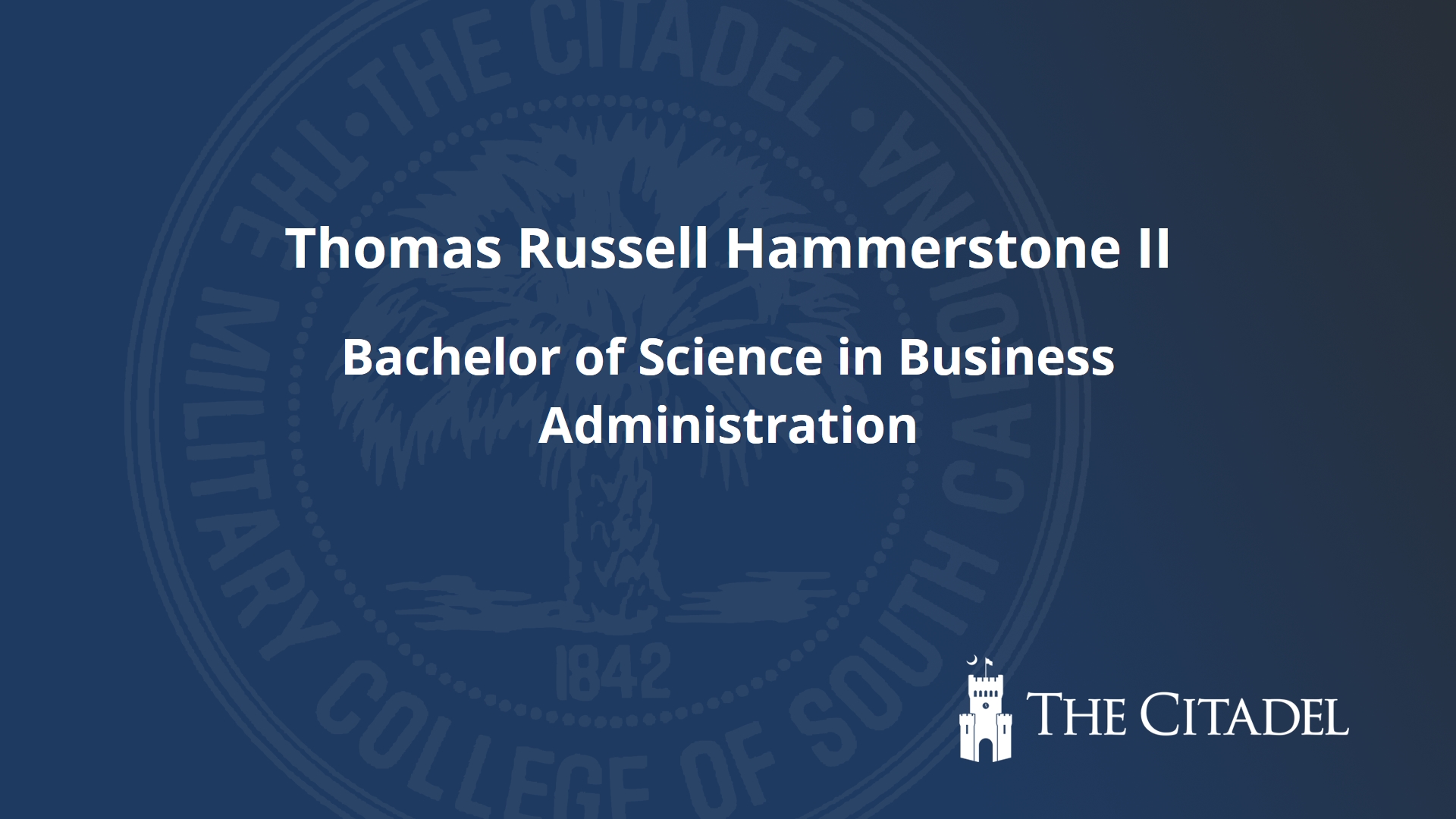 Thomas Russell Hammerstone II The Citadel Commencement 2024