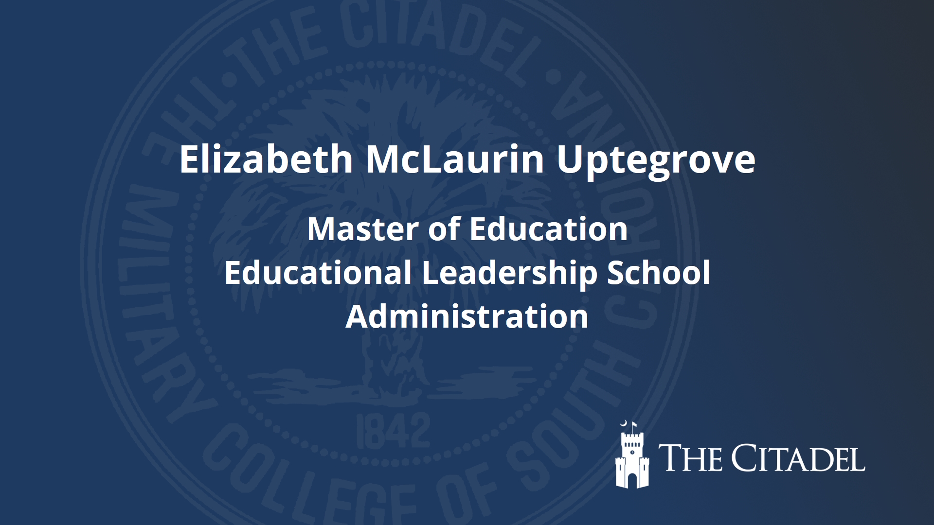 Elizabeth McLaurin Uptegrove The Citadel Commencement 2024