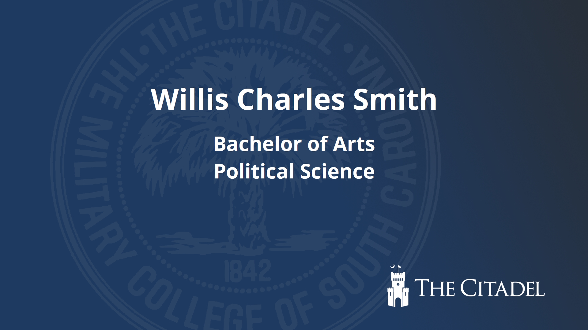 Willis Charles Smith The Citadel Commencement 2024